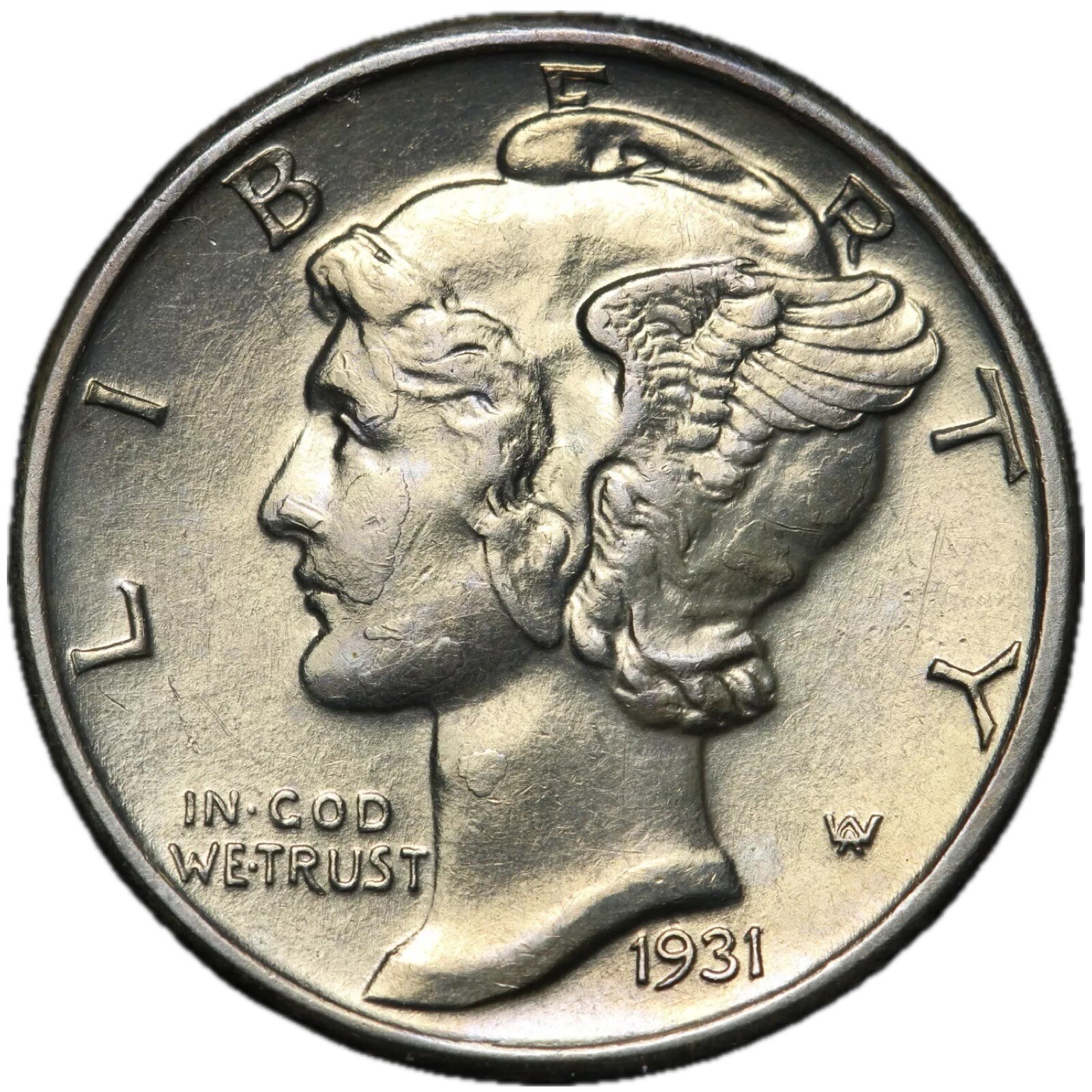 1931 Mercury Silver Dime AU NICE LUSTER!