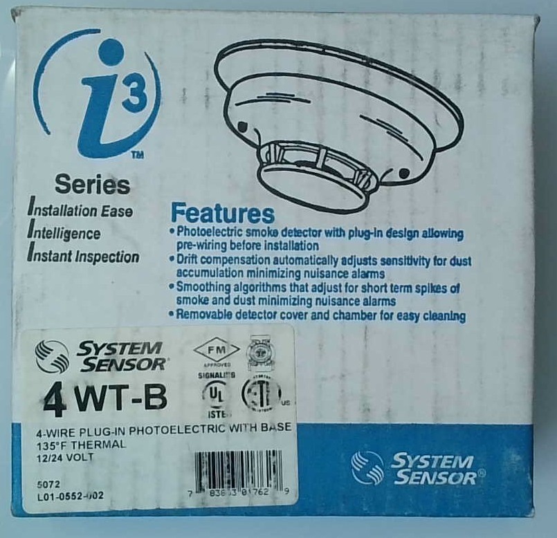 System Sensor 4WT-B 4-Wire Plug-In Photoelectric With Base 135 Degree Thermal