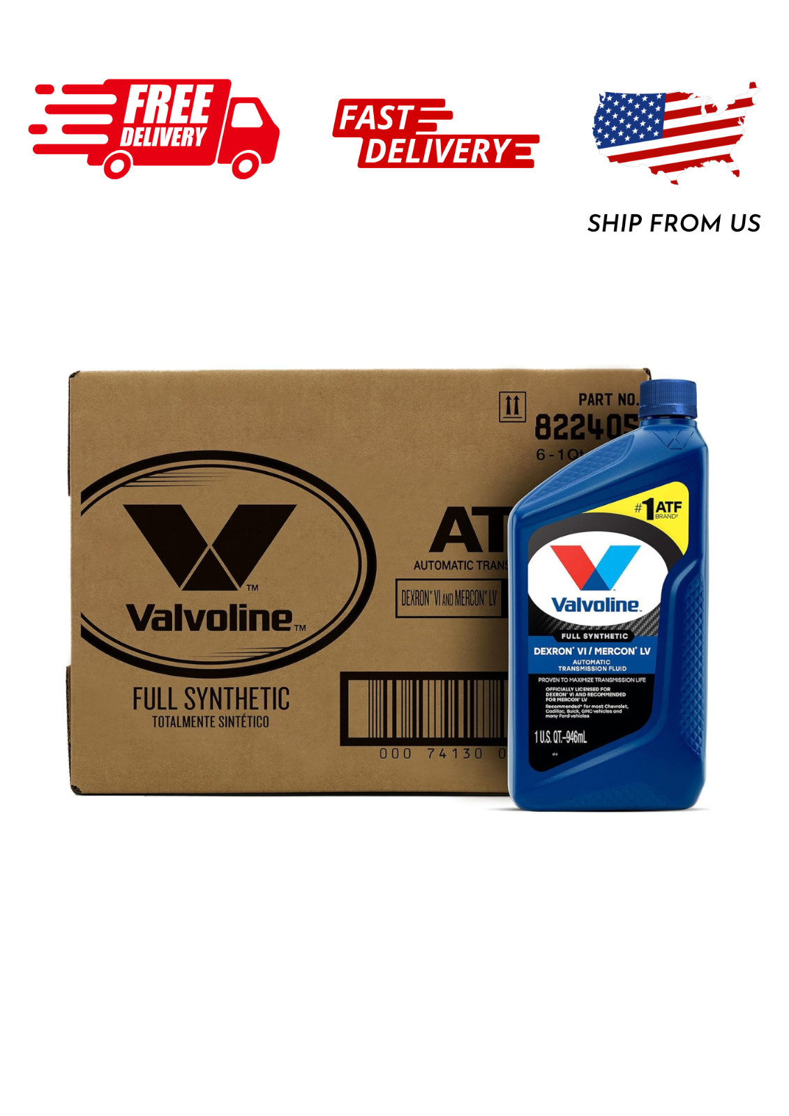 (6 pack) Valvoline Dexron VI/Mercon LV Full Synthetic Automatic Transmission Flu