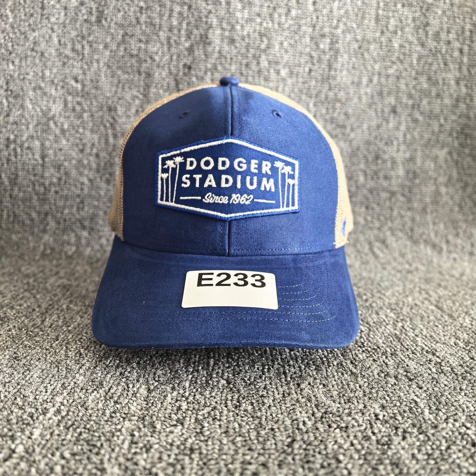 YY Dodger Stadium Trucker Hat Blue Beige Snapback
