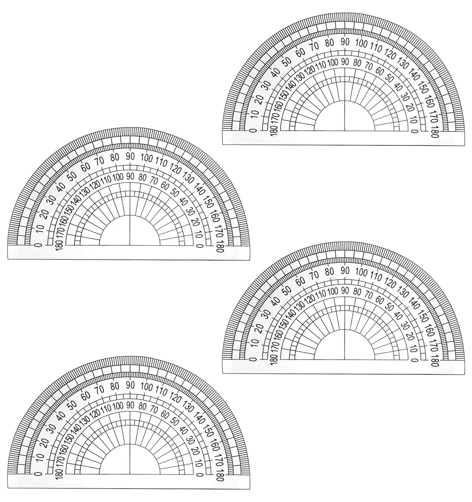 4 Pack Protractors Bulk for Classroom, Math Protractors 180 Degrees Plastic P...