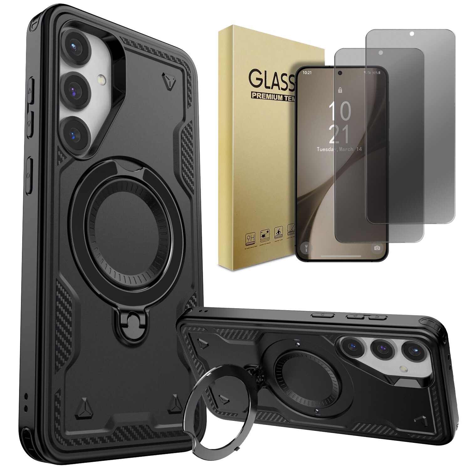 For Samsung S24/S24+/Plus/Ultra/FE Stand Hard Case Cover Tempered Glass Privacy