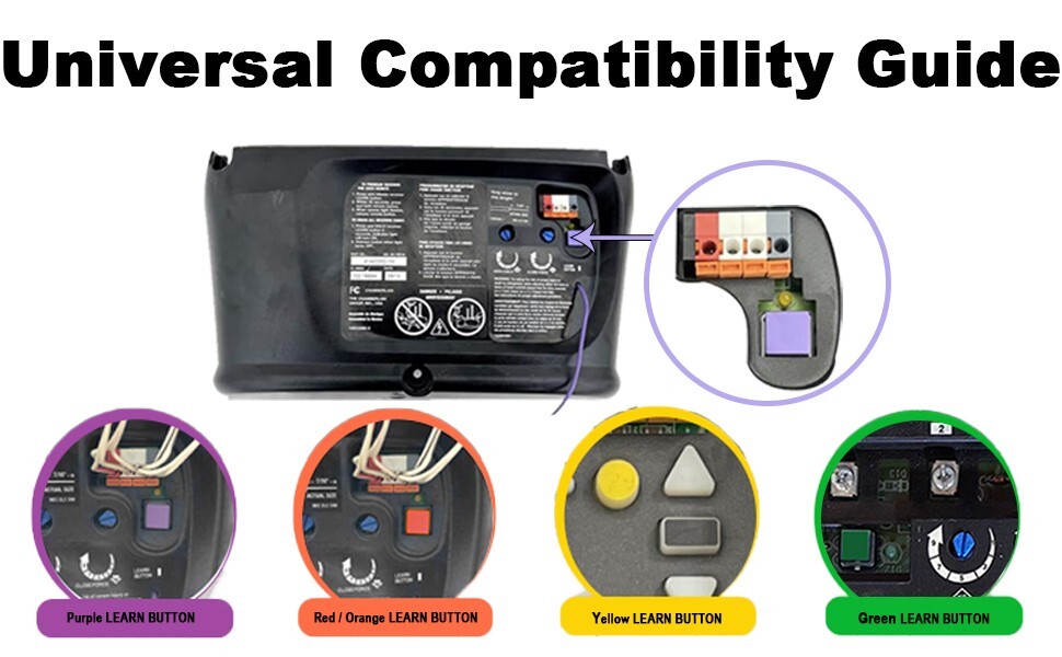 2x Garage Door Remote Controls Compatible With 5 Color Learn Button Opener