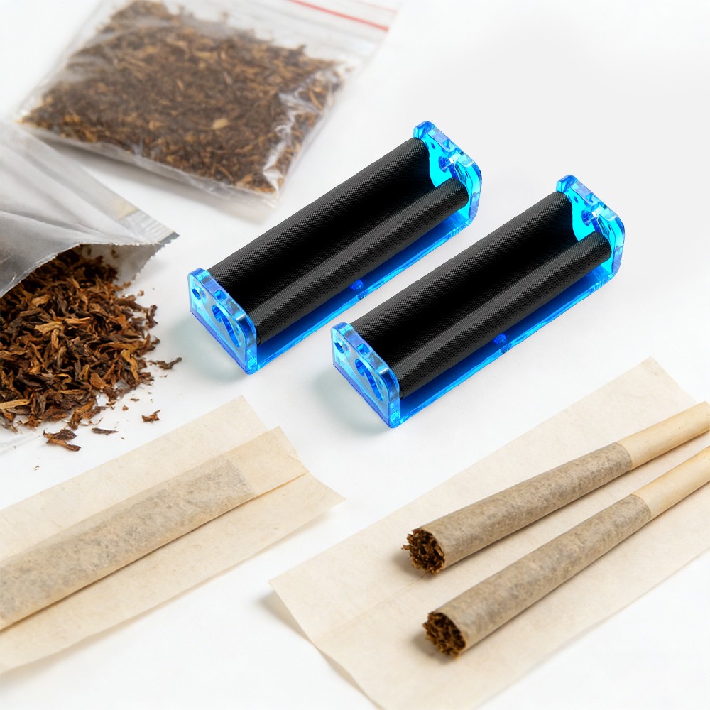 78mm Plastic Handroll Tobacco Roller Portable Cigarette Rolling Machine Blue