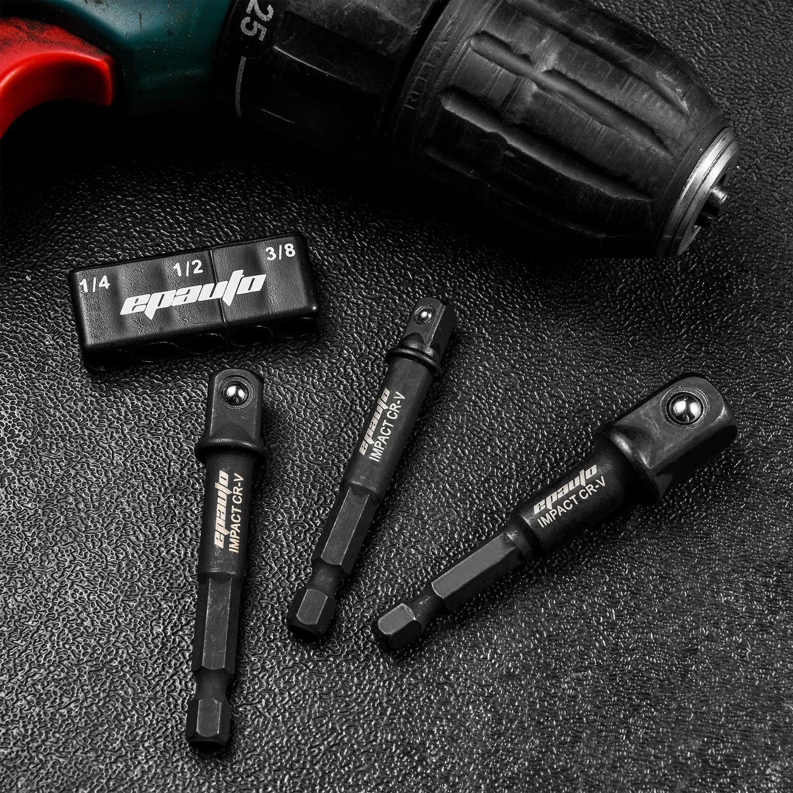 EPAuto Impact Socket Adapter Set, CR-V, 3 Pieces 3-Inch Long, Black