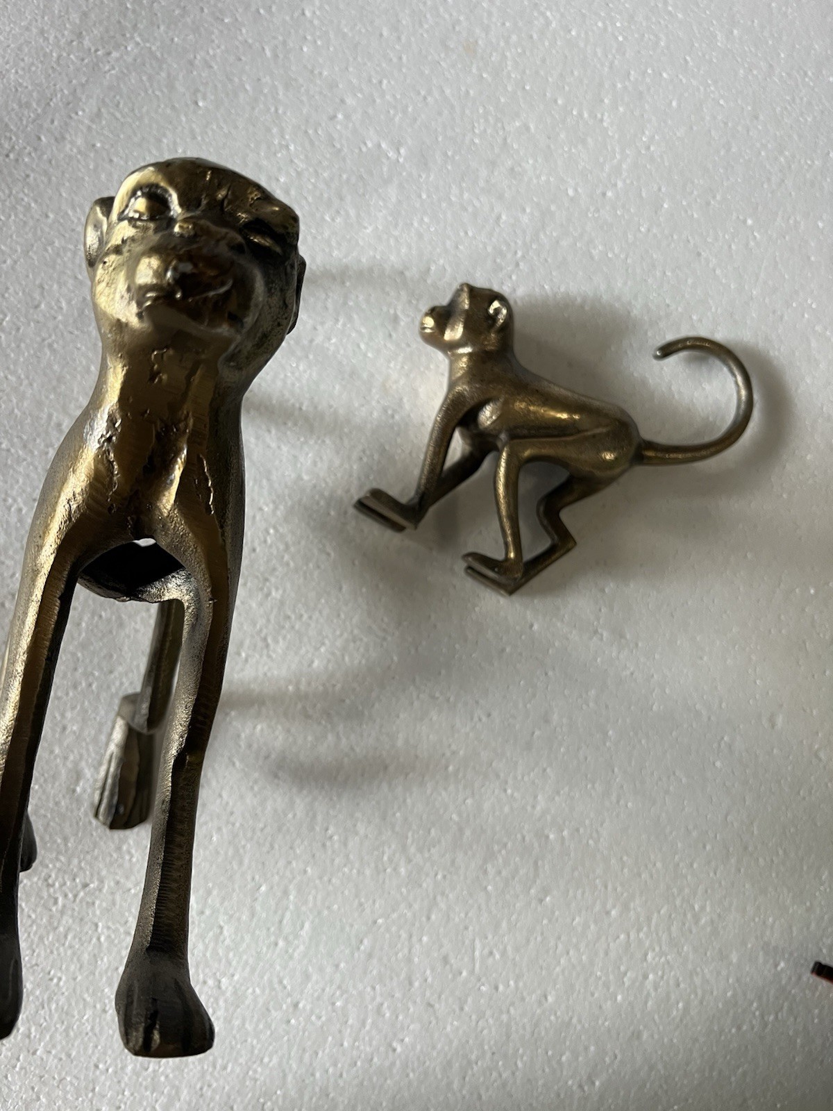 Pair of Bronze Interior Monkey Figurines Hand-Cast, India, Excellent Condition