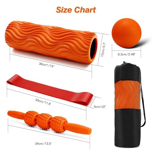5 in 1 Foam Roller Set - Trigger Point Foam Back Roller, Muscle Roller Orange