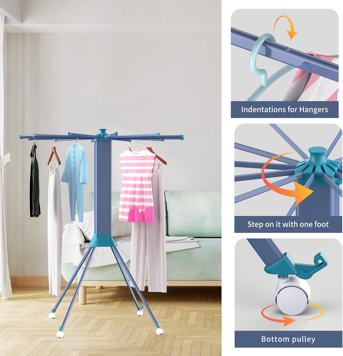 Clothes Drying Rack ​Foldable & ​Collapsible Drying Racks with 4-Leg Octopus ...