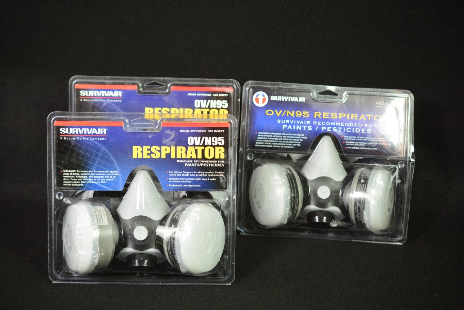 3 New Honeywell Survivair 1/2 face OV/N95 respirators Paint Pesticides