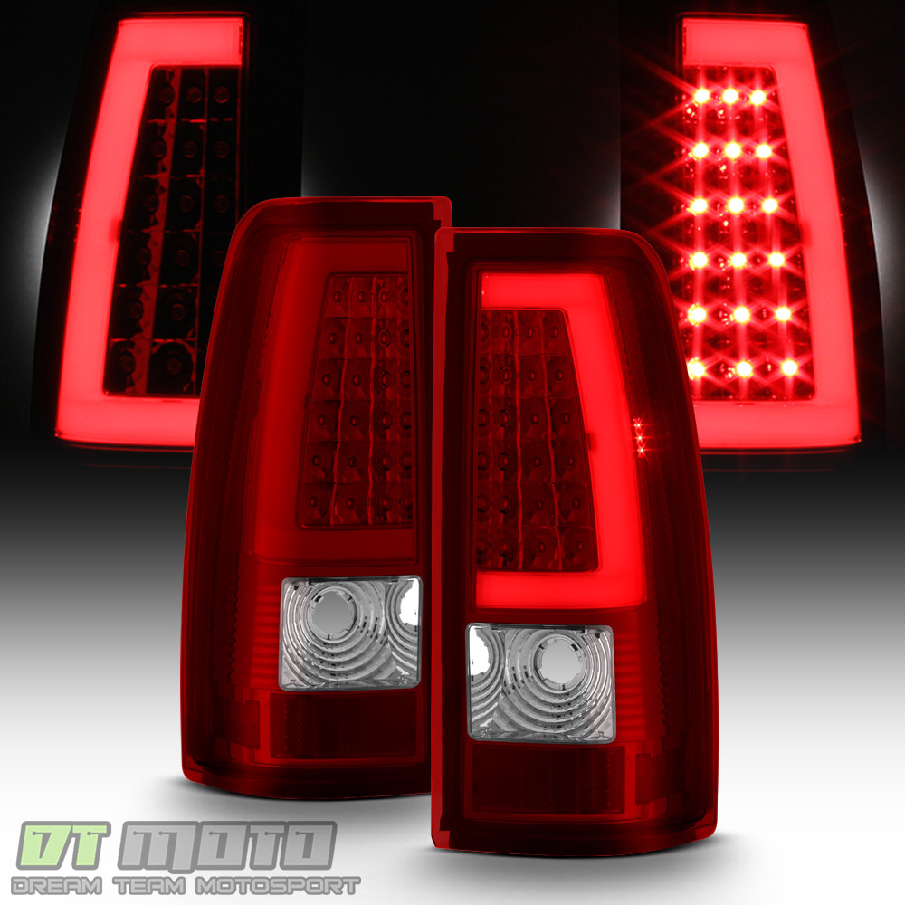 1999-2006 GMC Sierra 1500 99-02 Chevy Siverado Red LED Tube Tail Lights Lamps