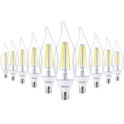 Sunco 10 Pack Dusk to Dawn Candelabra CA11 LED Light Bulbs 2700k Soft White
