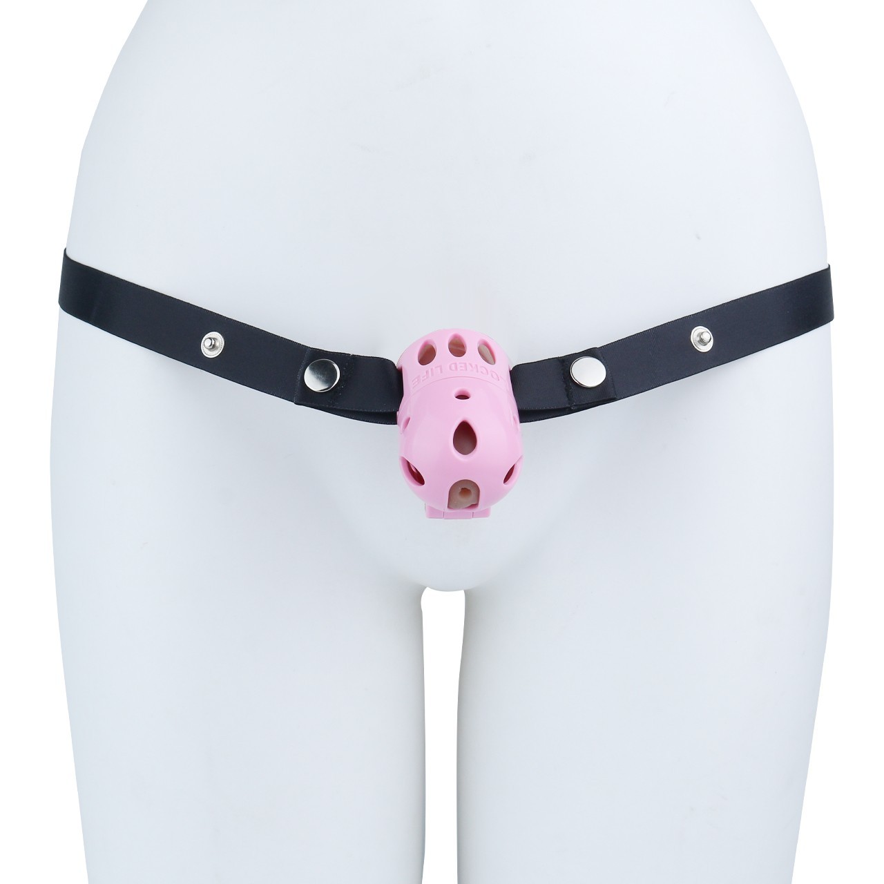 New Design Male Chastity Device Pink Negative Cage with 9 Penis Head Lock Rings
