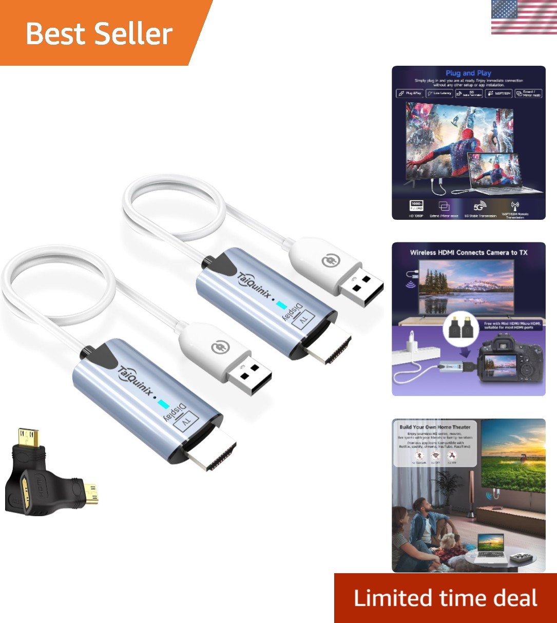 2026 Wireless HDMI Extender 4K/1080P, 50M Range, Perfect for Projectors & TVs