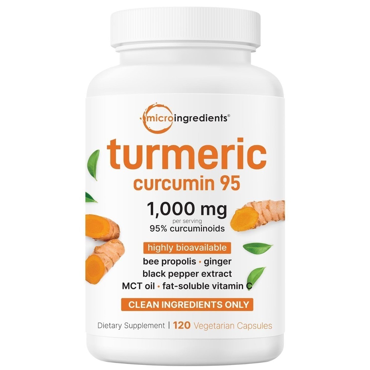 1 Bottle 1000mg Turmeric Curcumin–95% Curcuminoids & Black Pepper 120 Caps