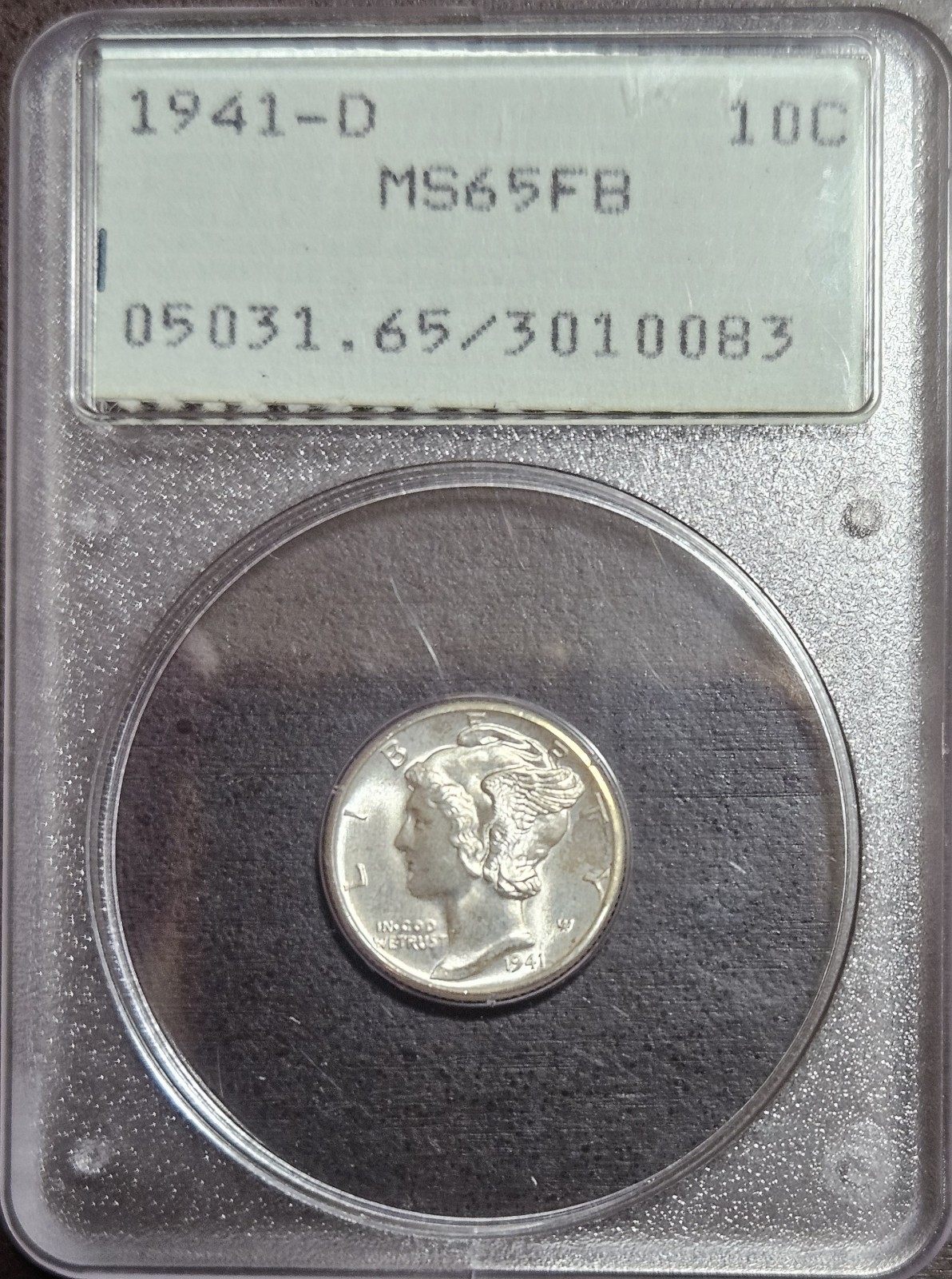 1941-D Mercury Dime PCGS MS65 FB Full Bands OGH Rattler ~ 10C US Silver Coin