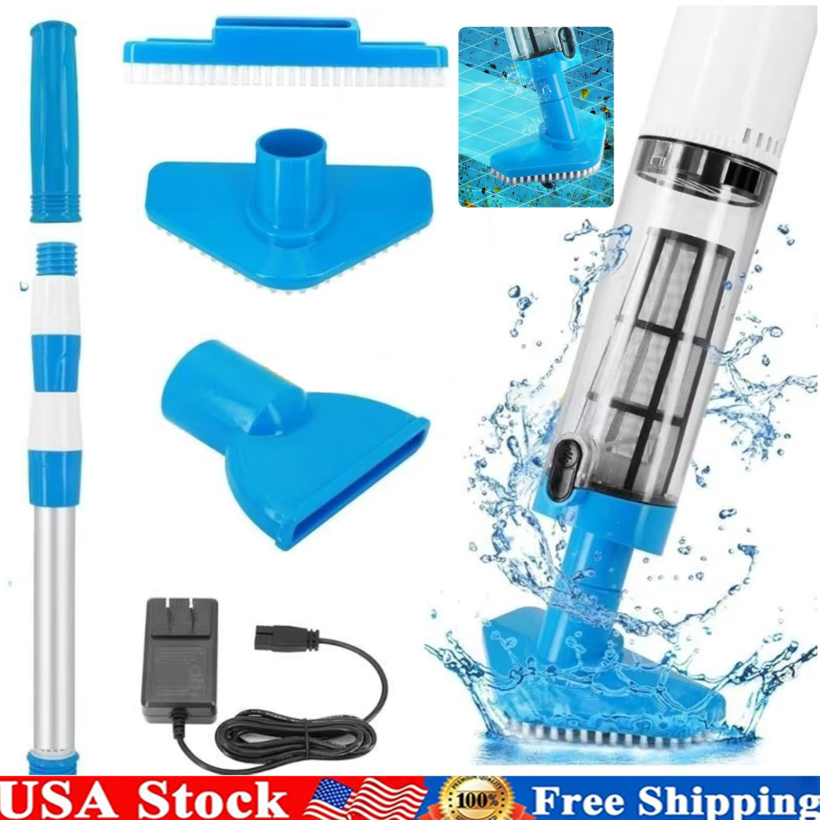 3 in 1 Cordless Rechargeable Small Pool Vacuum spa hot tub 90 Mins Running Time,
