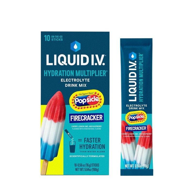 Liquid I.V. Hydration Multiplier Electrolyte Powder, Popsicle Firecracker 10ct