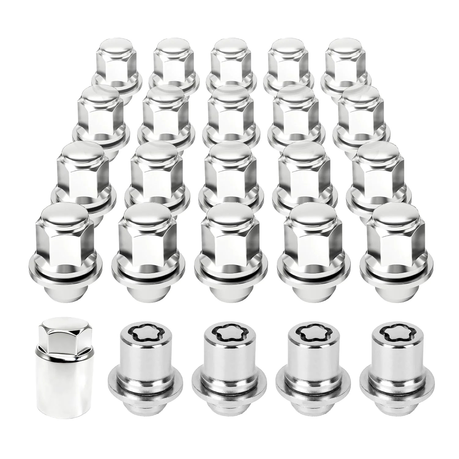 00276-00900 Wheel Lock Lug Nut Set, 4 Anti-Theft Nuts and 20 M12x1.5 Lug Nuts Co