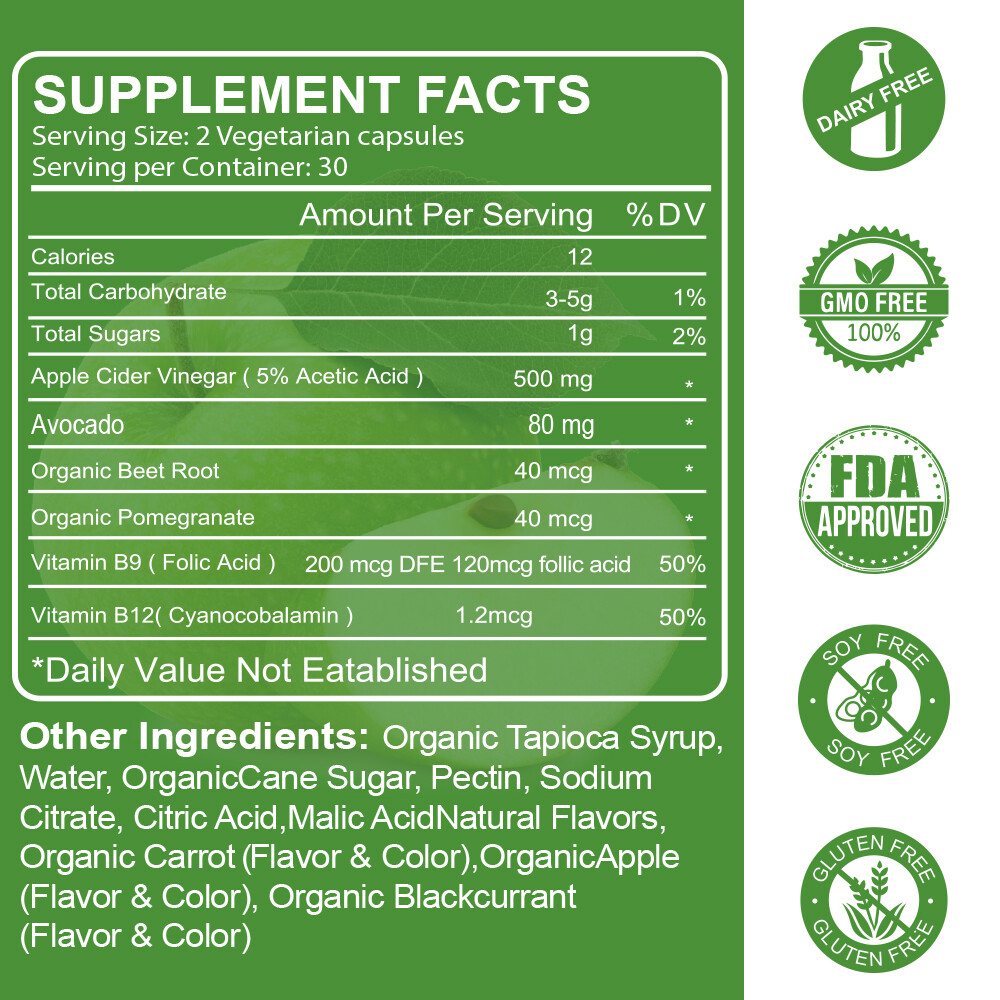 Ketone ACV BHB Gummies Keto Bod Weight Loss Fat Burn Detox Supplement 60 Gummies