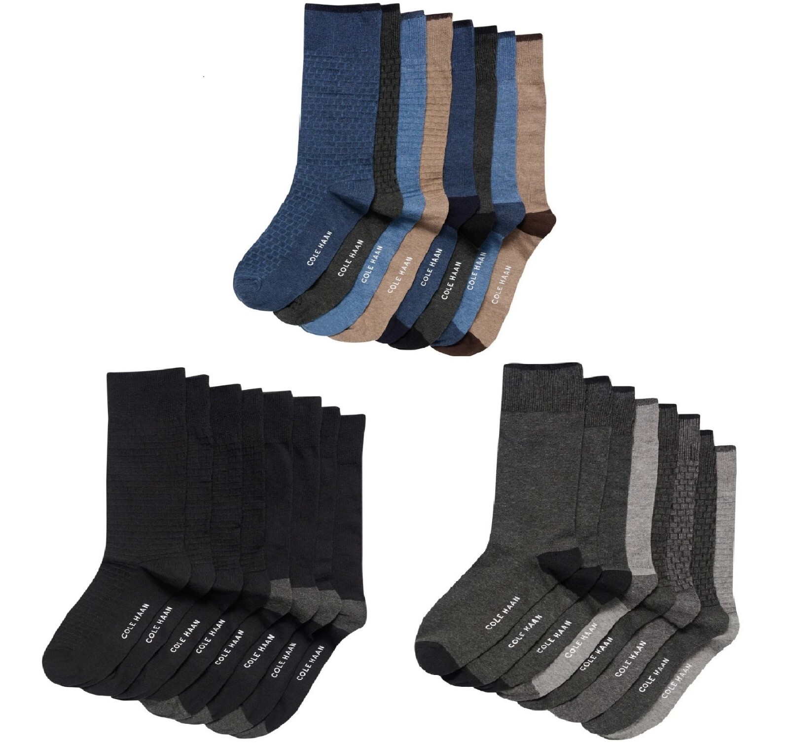 Cole Haan Men's Casual Dress Socks 8 Pairs, Fit Men's Shoe Size 7-12