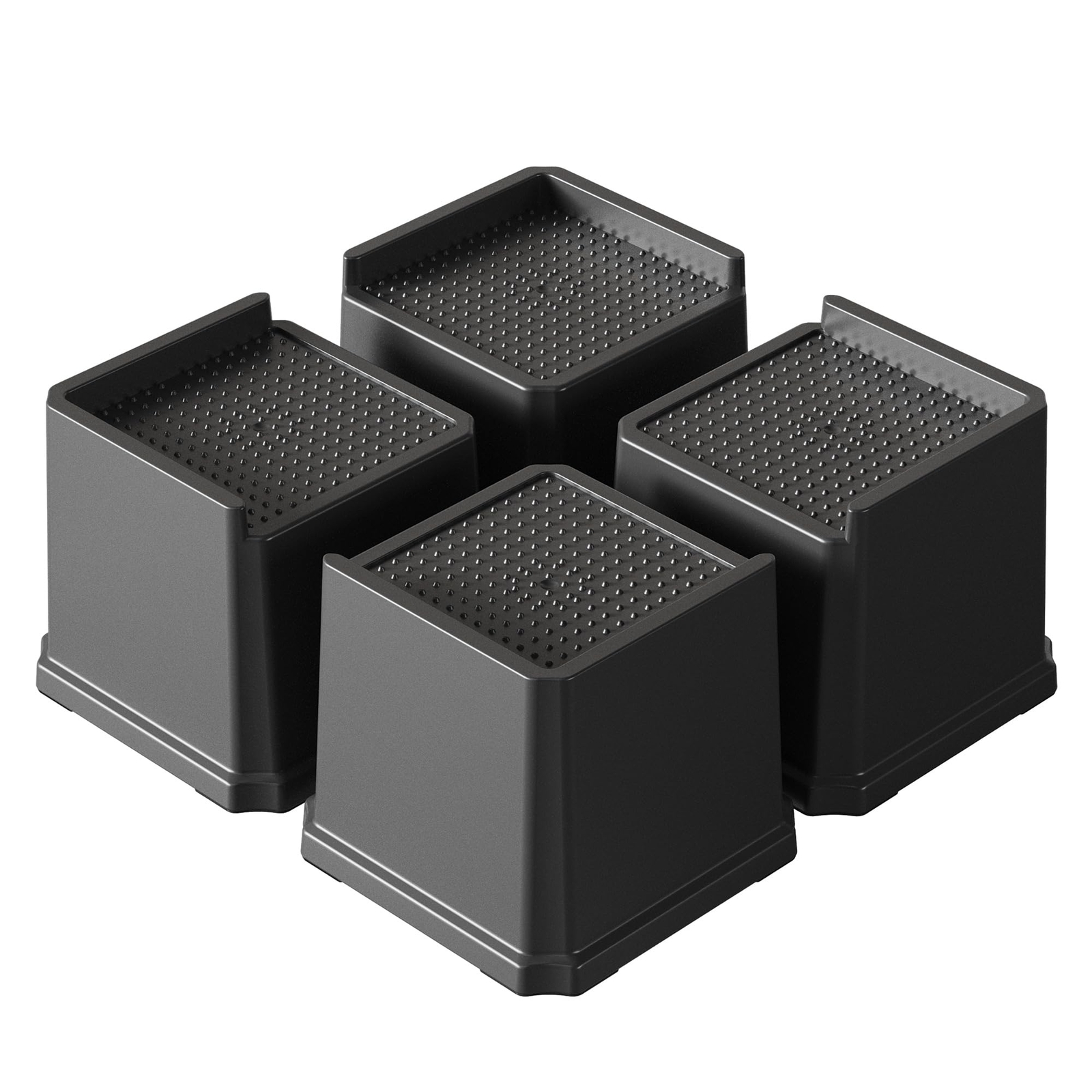 Bed Risers 4 Inch Heavy Duty 4 Pack L-Shaped Bed Furniture Elevators 1500 lbs...
