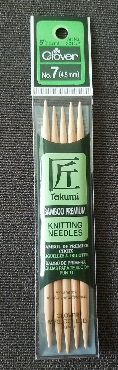 Clover TAKUMI 5" #7 Bamboo Knitting Needles 5pk NEW