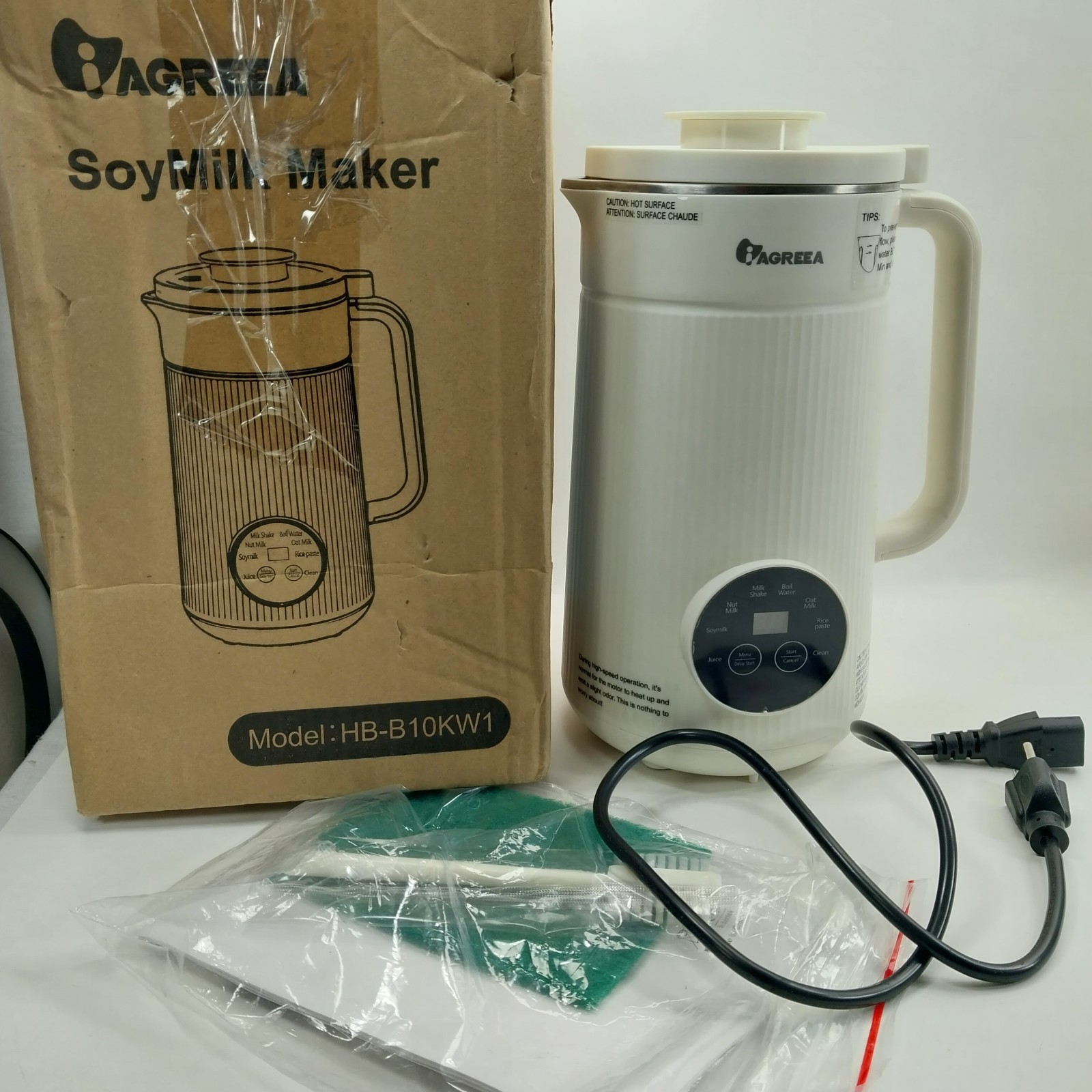iAgreea Soy Milk Maker, 10 Blades, Model: HB-B10KW1 in White. New/Open Box