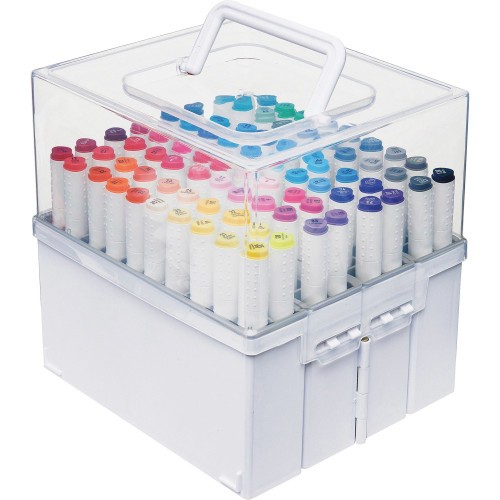 Deflecto Expandable Marker Accordion Storage Case, 8.5"" x 8.6"" x 7.5"", Clear