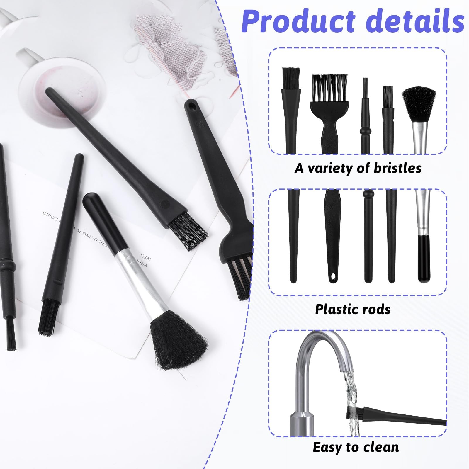 Mini Keyboard Cleaning Brushes Kit, 5 PCS Nylon Anti Static Dusting Brush, El...