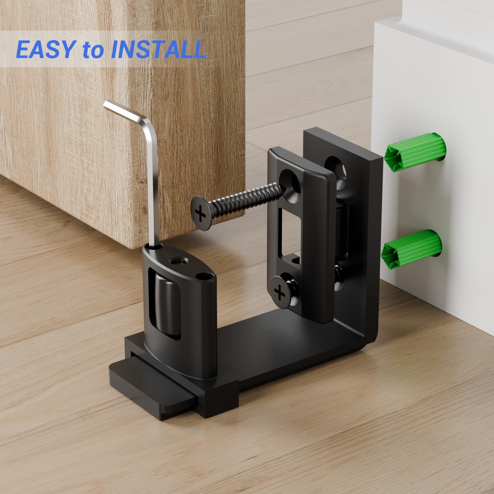 FLYVLIEG Sliding Barn Door Bottom Floor Guide,Adjustable U-Shaped Flat Black
