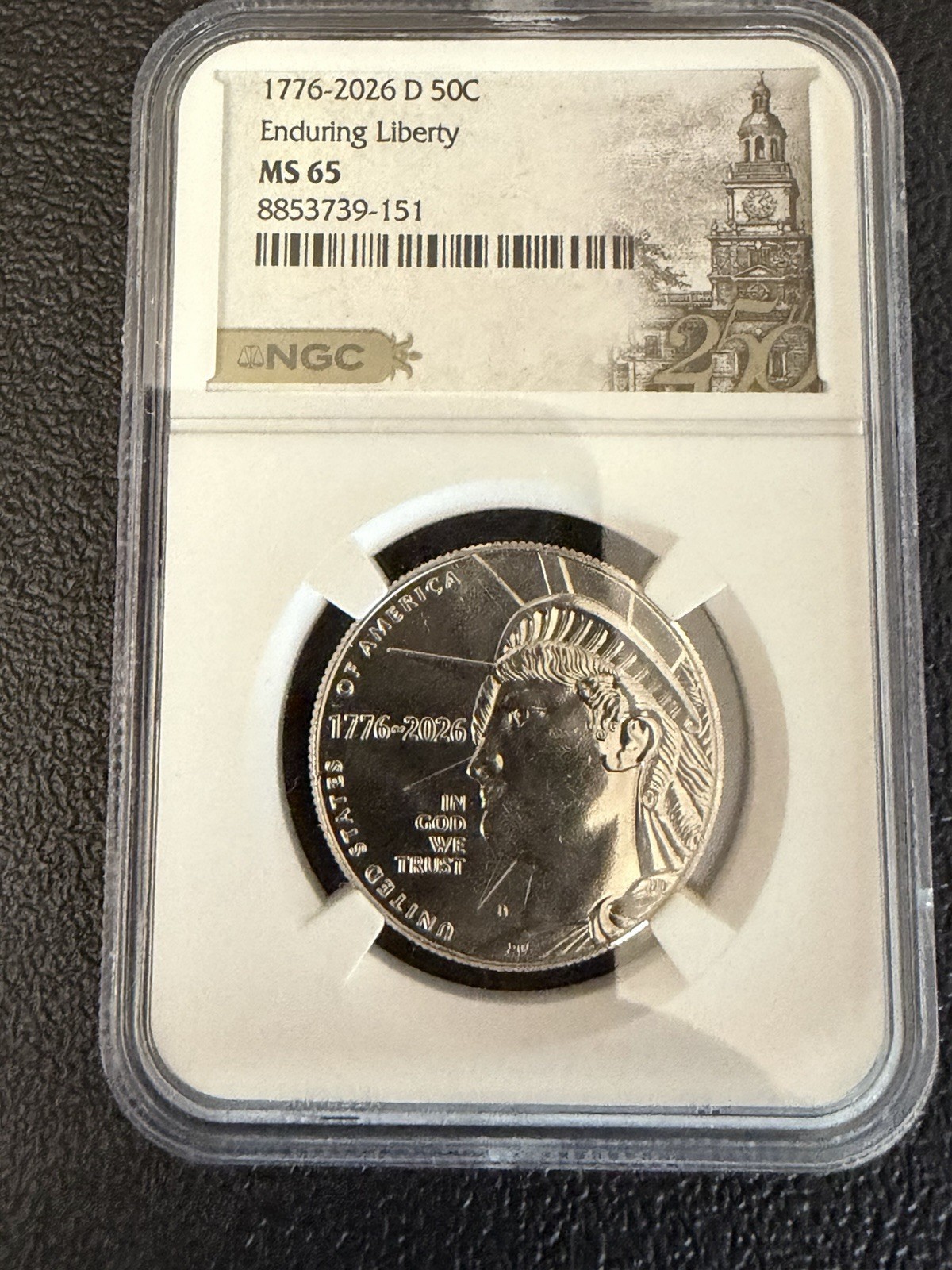 1776 2026 D Enduring Liberty Half Dollar NGC MS65 Dual Date