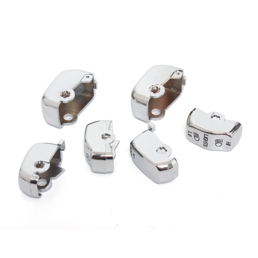 Chrome Hand Control Switch Button Caps Fit For Harley Touring Dyna Softail FXDWG