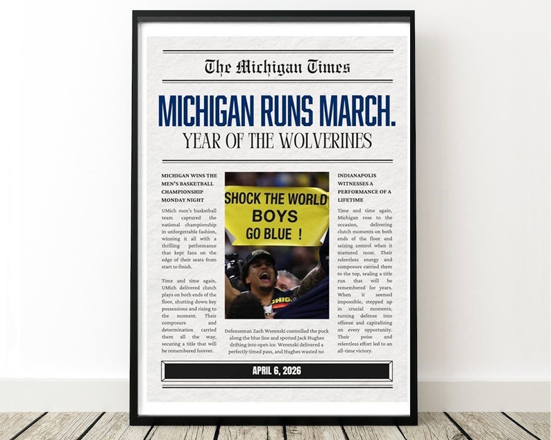 Michigan March Basketball Newspaper National Champions 2026