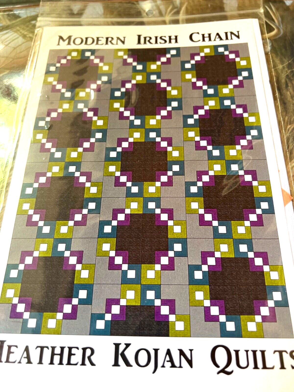 MODERN IRISH CHAIN Heather Kojan Quilt Pattern 72”x 96” 12” Block