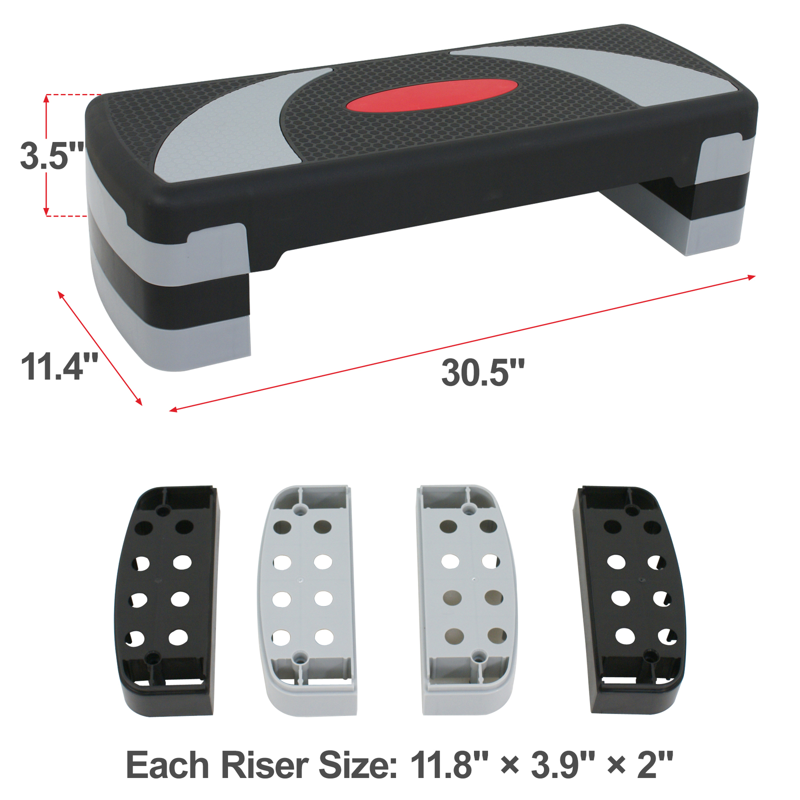 Step Aerobic Platform w/4 Stackable Riser Exercise Step Adjust 4"-6''-8''3 Color
