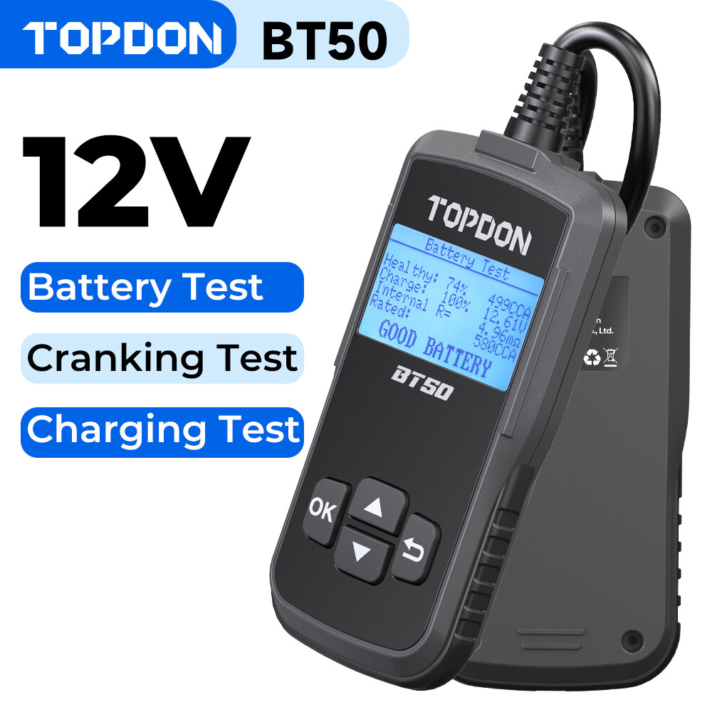 Car Battery Tester 12V, TOPDON BT50, Automotive 100-2000 CCA Battery Load Tester