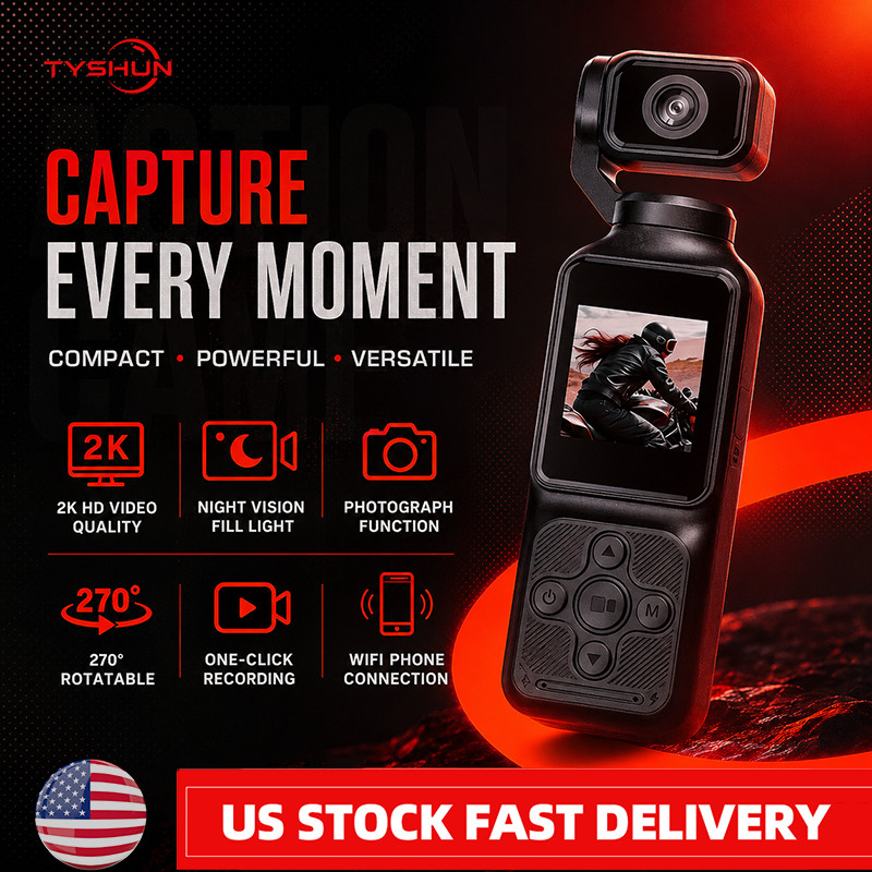 Pocket Camera 2K WiFi Sport Cameras with Audio and Video Recording Action Camera