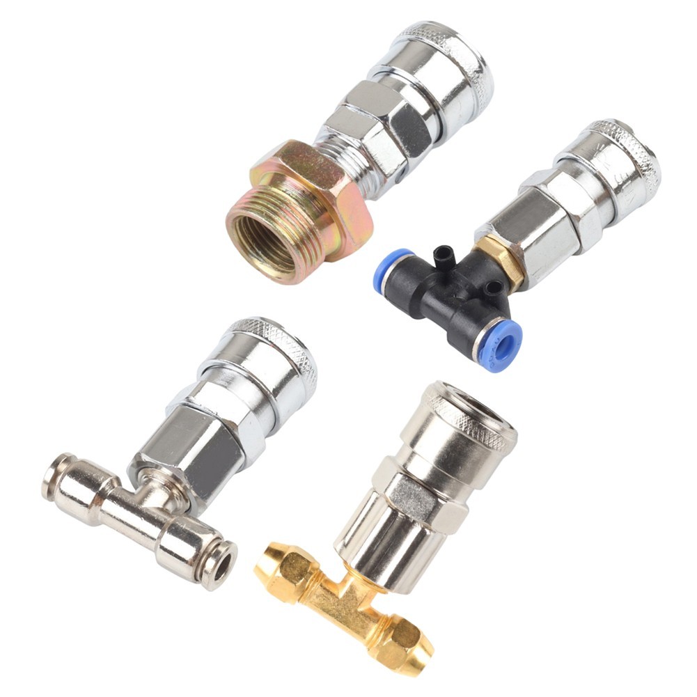 Three way Pneumatic Tank Connector Straight Through Joint Metal Material