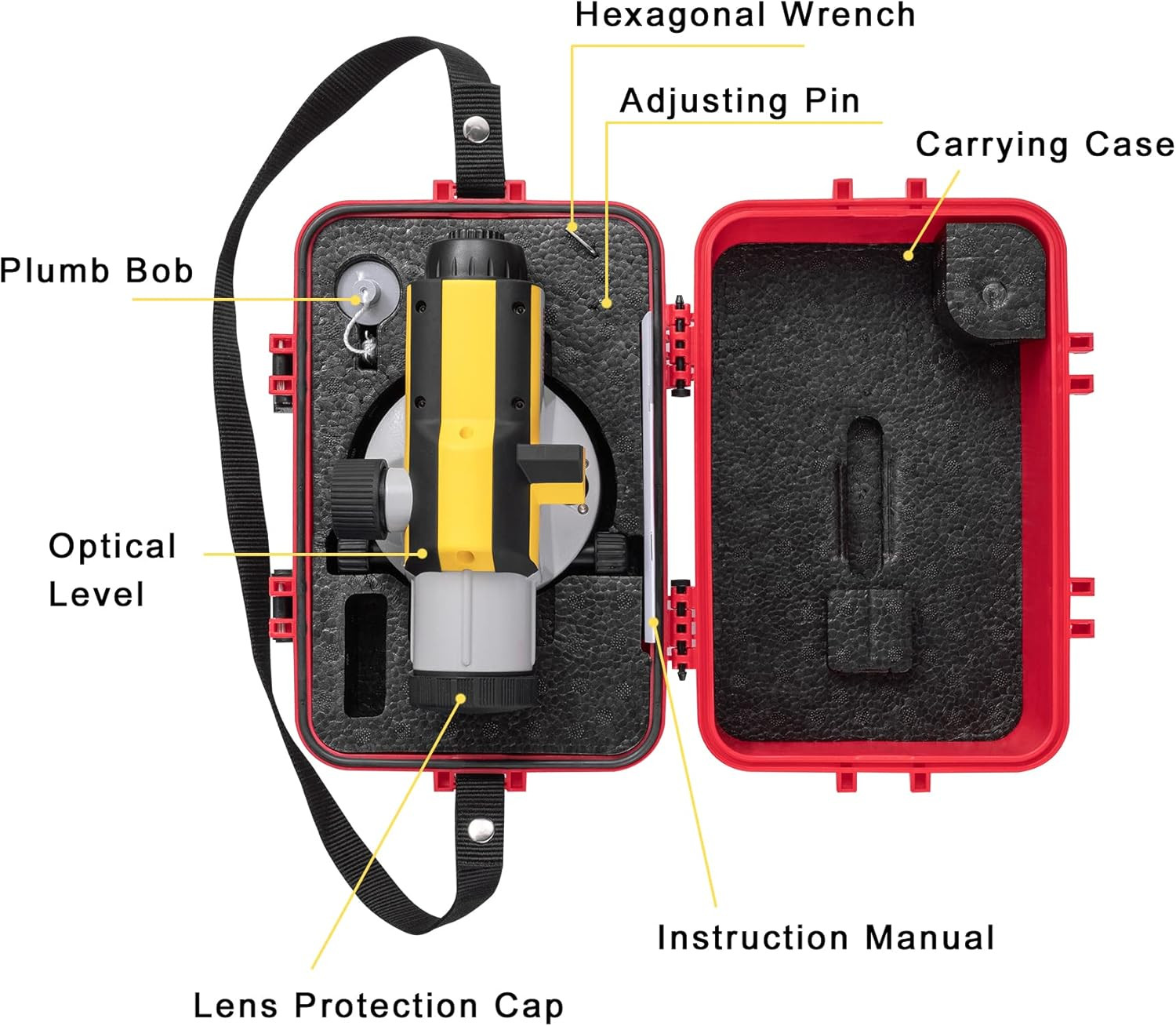 32X Automatic Optical Level Kit with Self-Leveling Magnetic Dampened Compensator