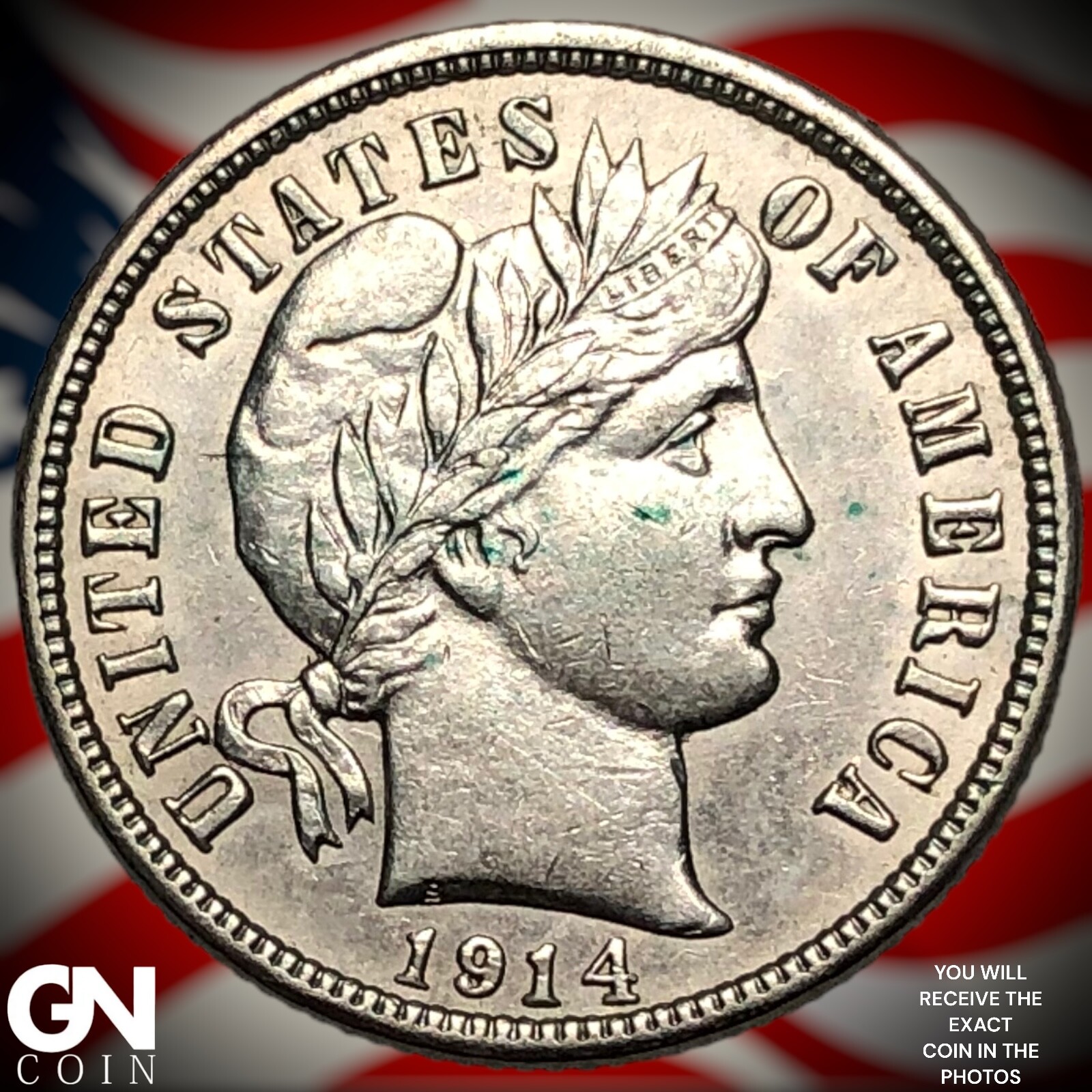 1914 D Barber Dime Y1945