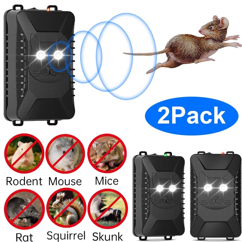 2 Pack Ultrasonic Rodent Repellent for Car Engines Under Hood Animal Repeller