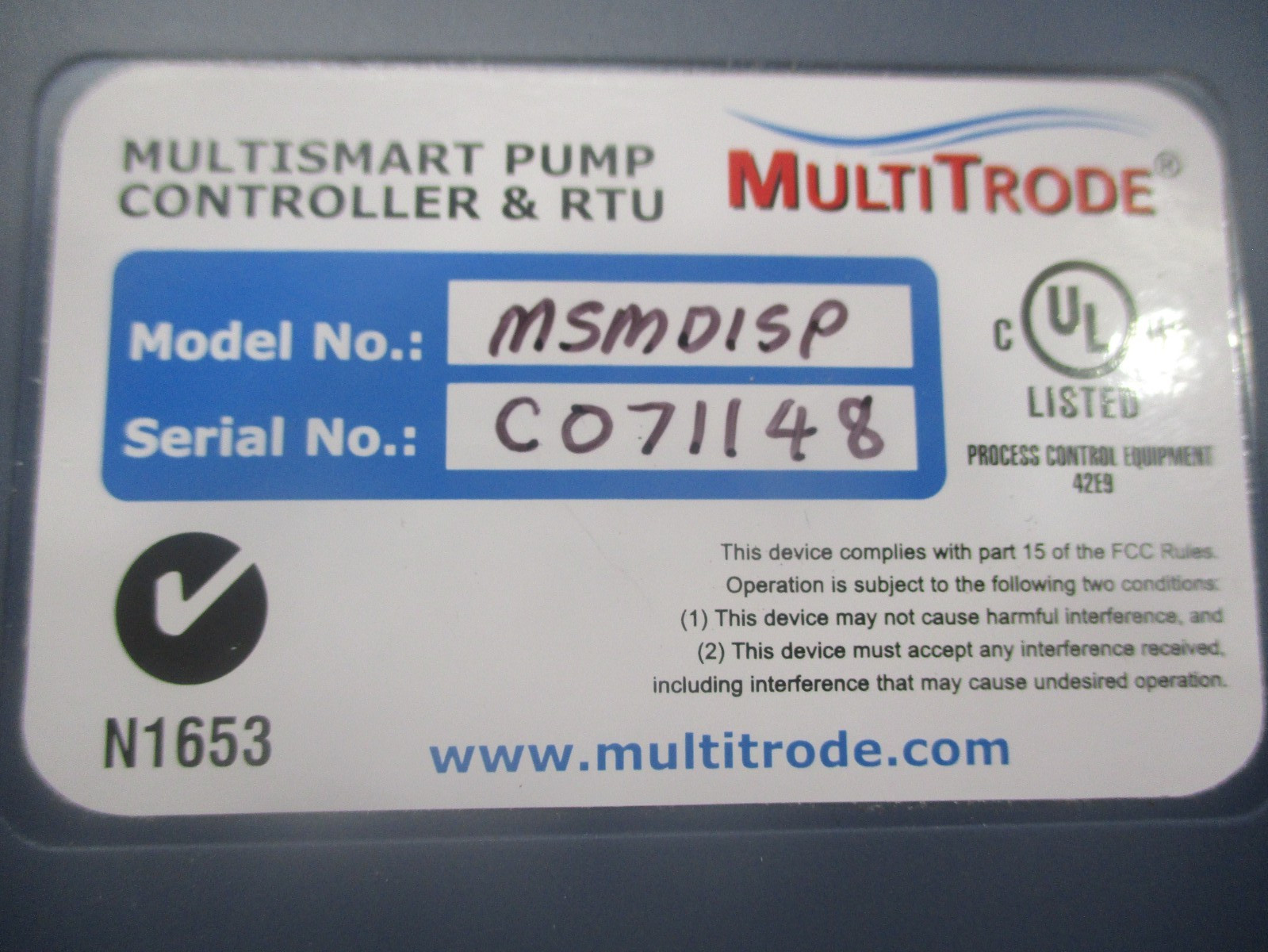 MultiTrode MultiSmart Pump Controller & RTU MSMDISP MSU3MP Parts or Repair