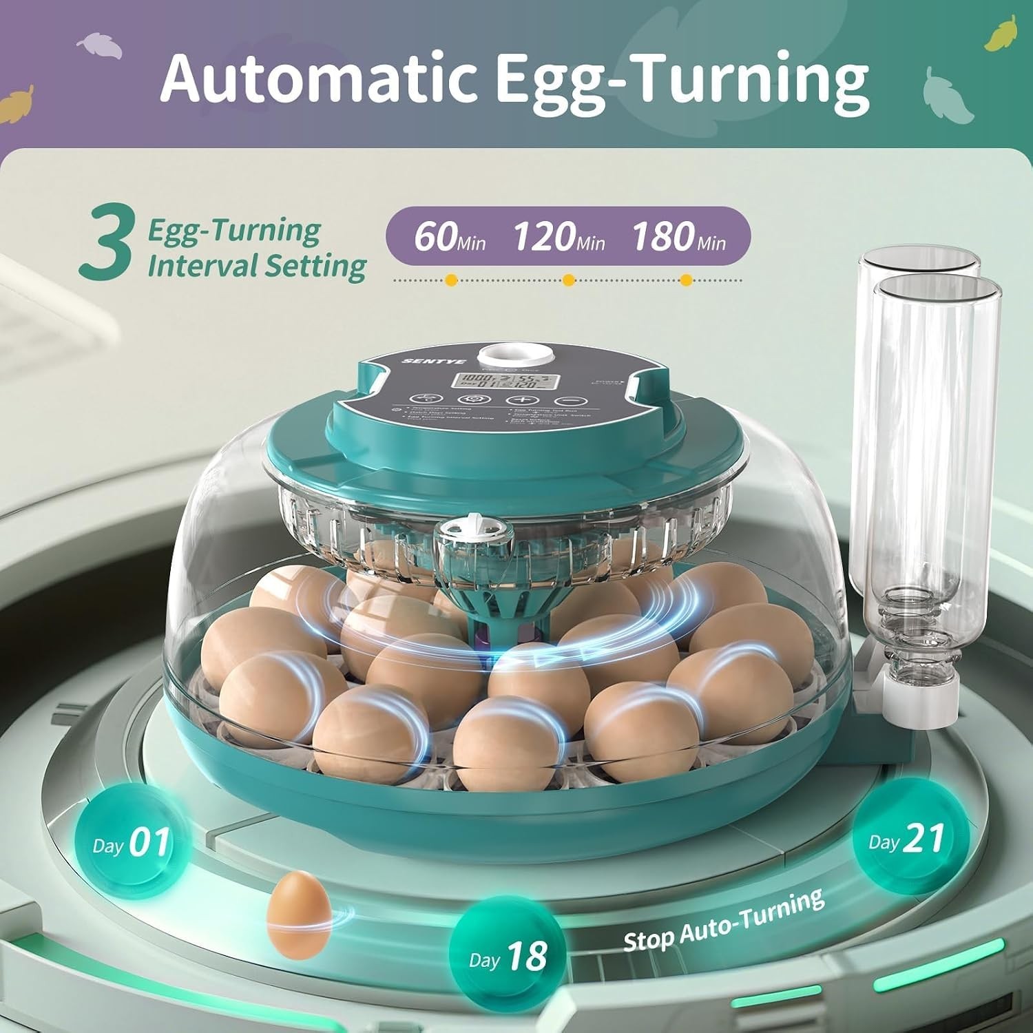 Automatic Egg Hatcher with LED Screen, Large Egg with Adjustable Turning & Hu...