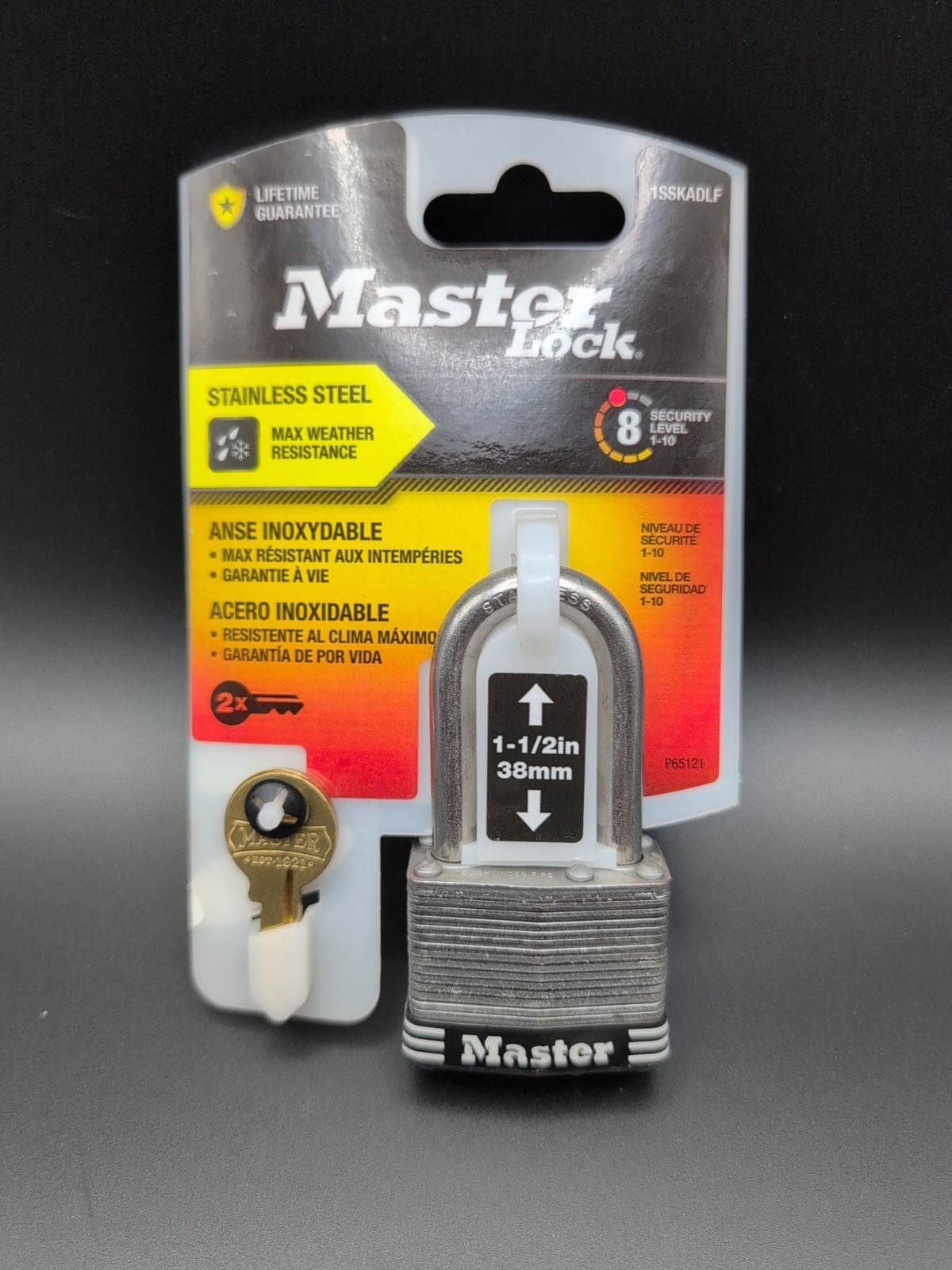 Master Lock Padlock, Laminated Stainless Steel Lock, 1-3/4 in. Wide, 1SSKADLF