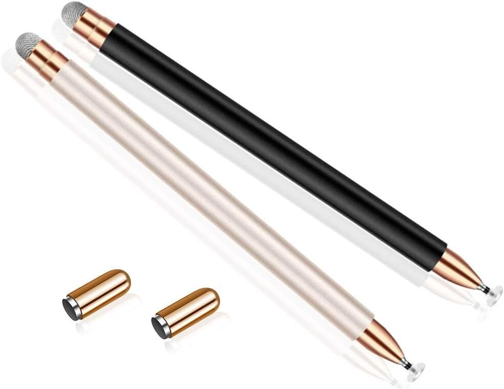 2-in-1 Stylus Pens for Touch Screens, Dual Tips Universal Black Silver
