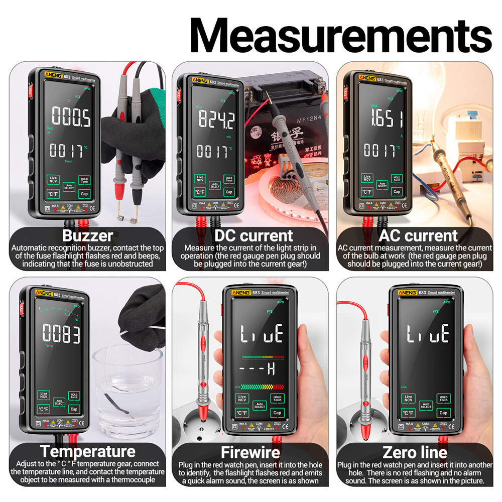 ANENG 683 682 681 Smart Digital Multimeter AC/DC Capacitance Meter Diode Tester