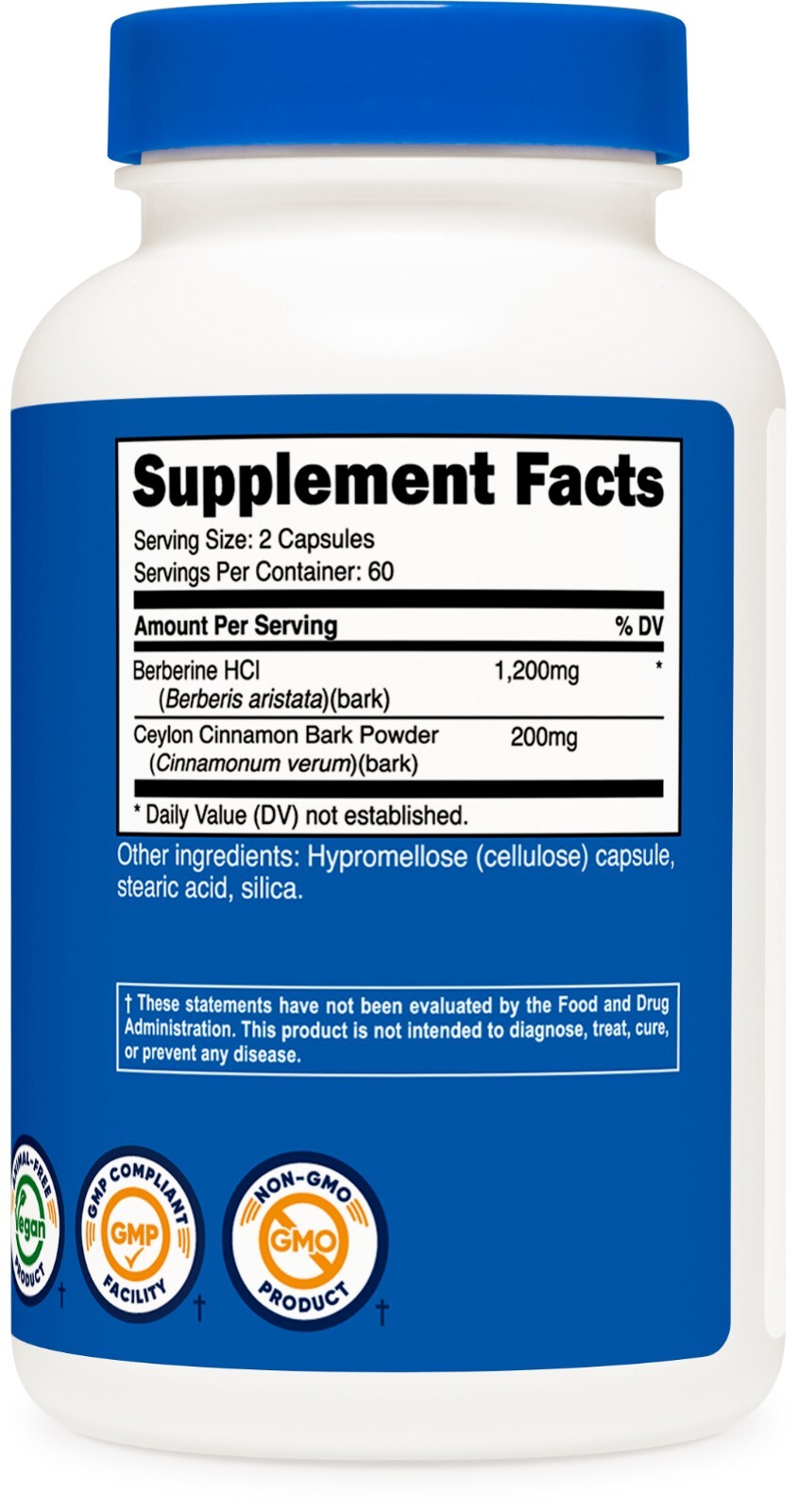 Nutricost Berberine HCl with Ceylon Cinnamon Capsules (120 Count) - Vegan