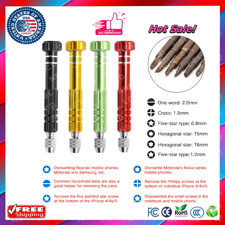 6 in 1 Small Screwdriver Kits Multi-function Eyeglass Repair for laptop phone US