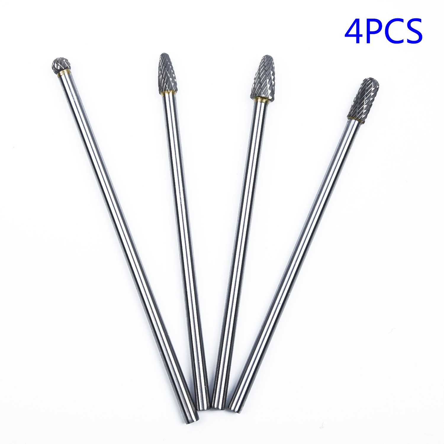 4Pcs Long Reach Double Cut Carbide Rotary Burr Set 1/4" 6mm Shank Polishing Bit*