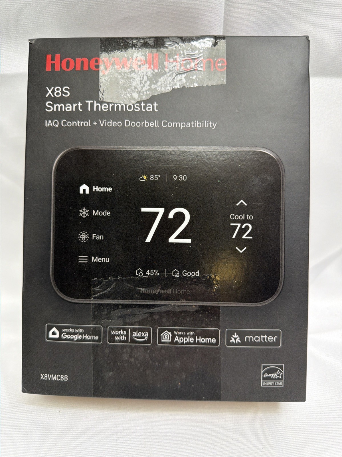 HONEYWELL HOME X8VMC8B X8S SMART TOUCH THERMOSTAT, IAQ CONTROL VIDEO DOORBELL